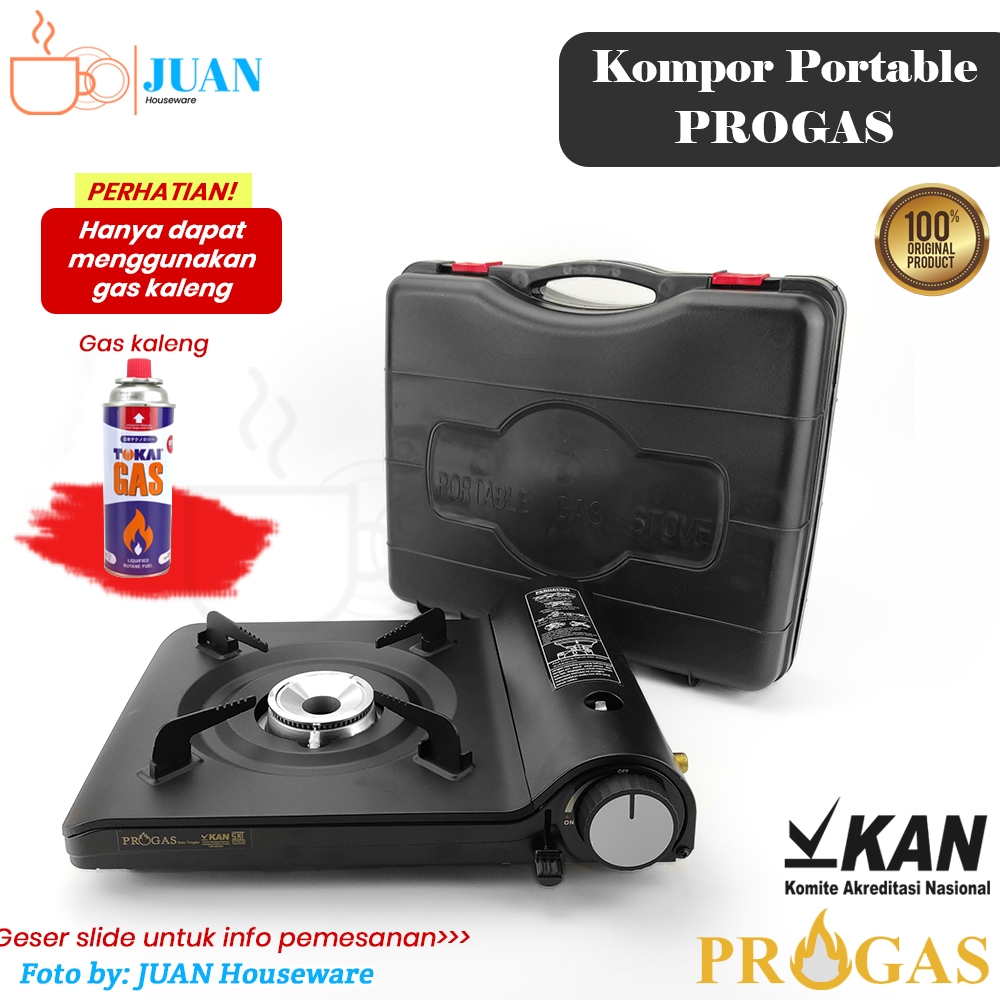 Progas Kompor Gas Portable 2in1 Minimalis Hitam + Koper / Portable Stove 1 Tungku SNI