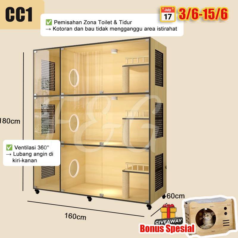 F&G Kandang kucing kayu berlapis-lapis  Kandang kucing di toko hewan peliharaan Kandang yang dapat m