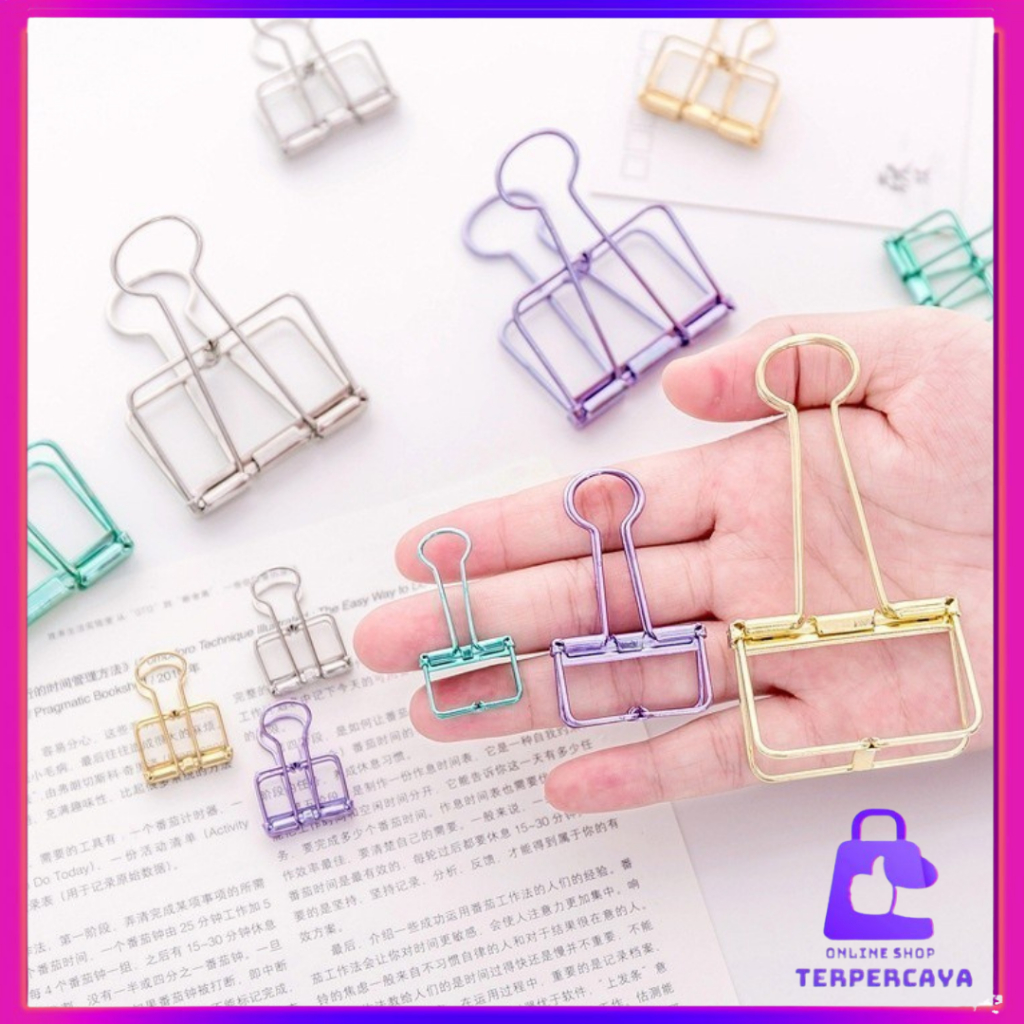 OST Penjepit Kertas Binder Clips Large Medium Small Office Study Paper Clip Besi Warna-Warni Klip Pe