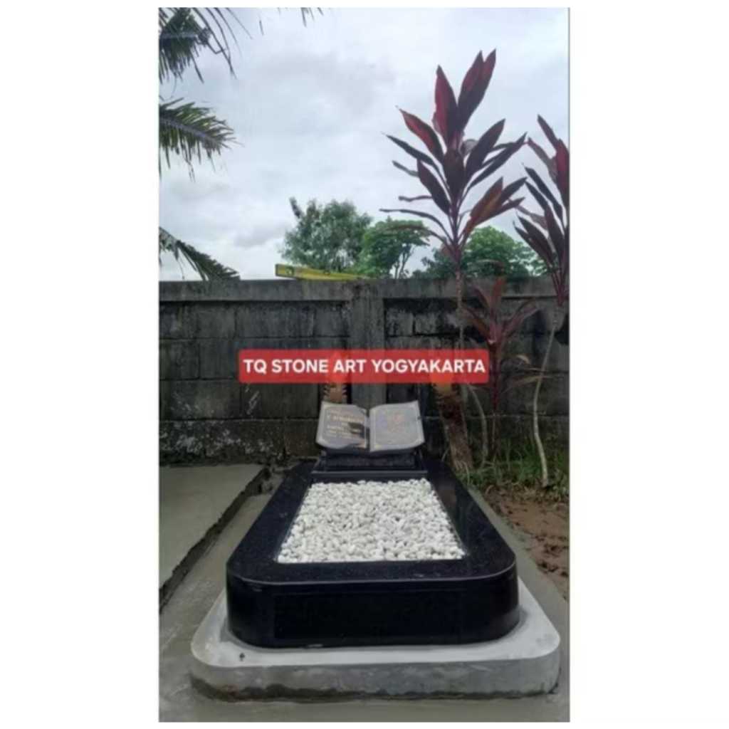 NISAN MAKAM MODERN FULL BAHAN BATU GRANIT BLACK GOLD, UKURAN 50 X 120 CM