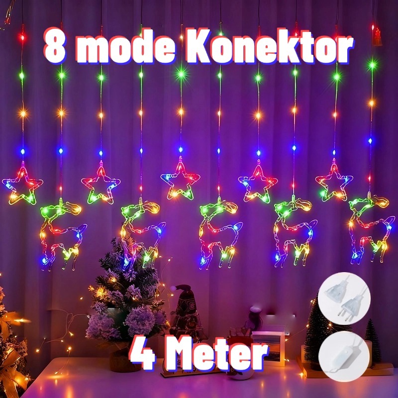 Lampu Tumbler LED Dekorasi Natal 100 LED 4m 2026 Lampu Hias Natal 4 Meter Lampu Tirai Outdoor Waterp