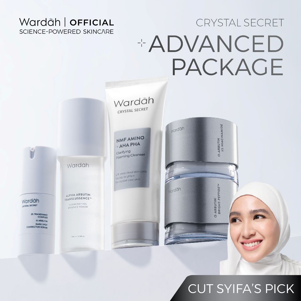 WARDAH Crystal Secret Package (Cleanser, Essence, Toner, Serum, Day Cream, Night Cream)