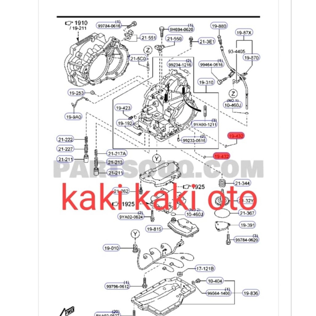 Seal oring transmisi Mazda 2 Mazda-2 lama