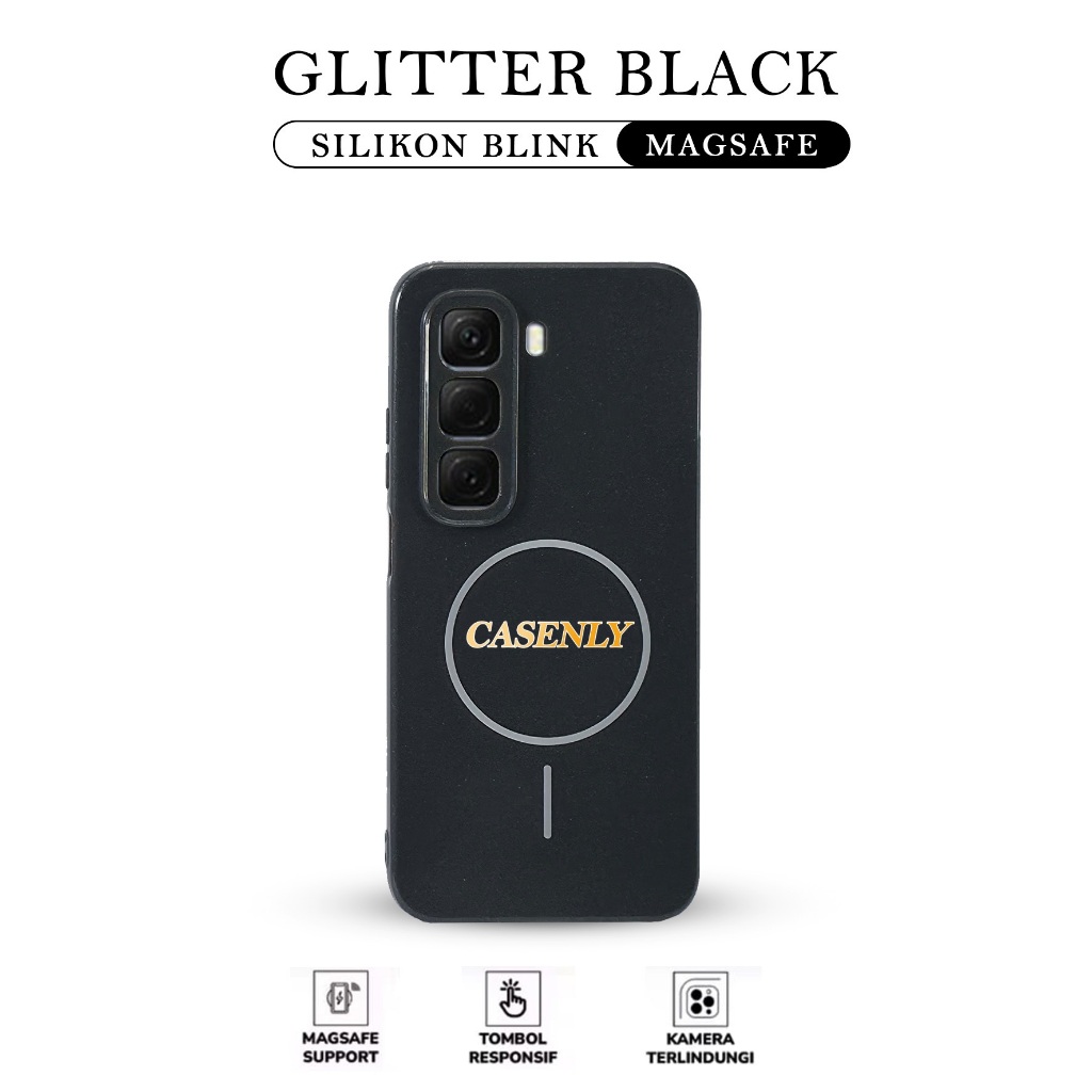 Casenly Case Magsafe Black Glitter Magnetic Wireless Case for Infinix Hot 40 Infinix Hot 40 Pro Infi