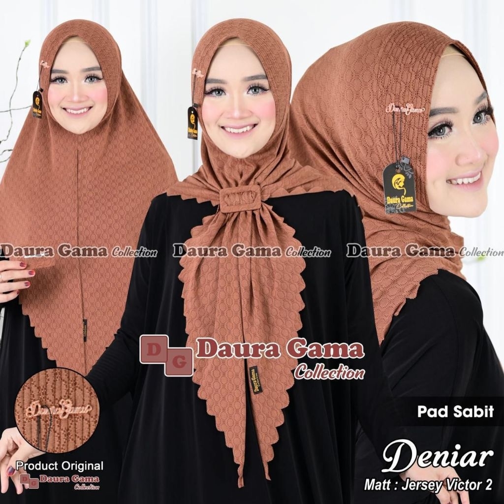 DAURA GAMA - Hijab Segitiga Instan Deniar Matt Jersey Victor dengan Gesper cantik