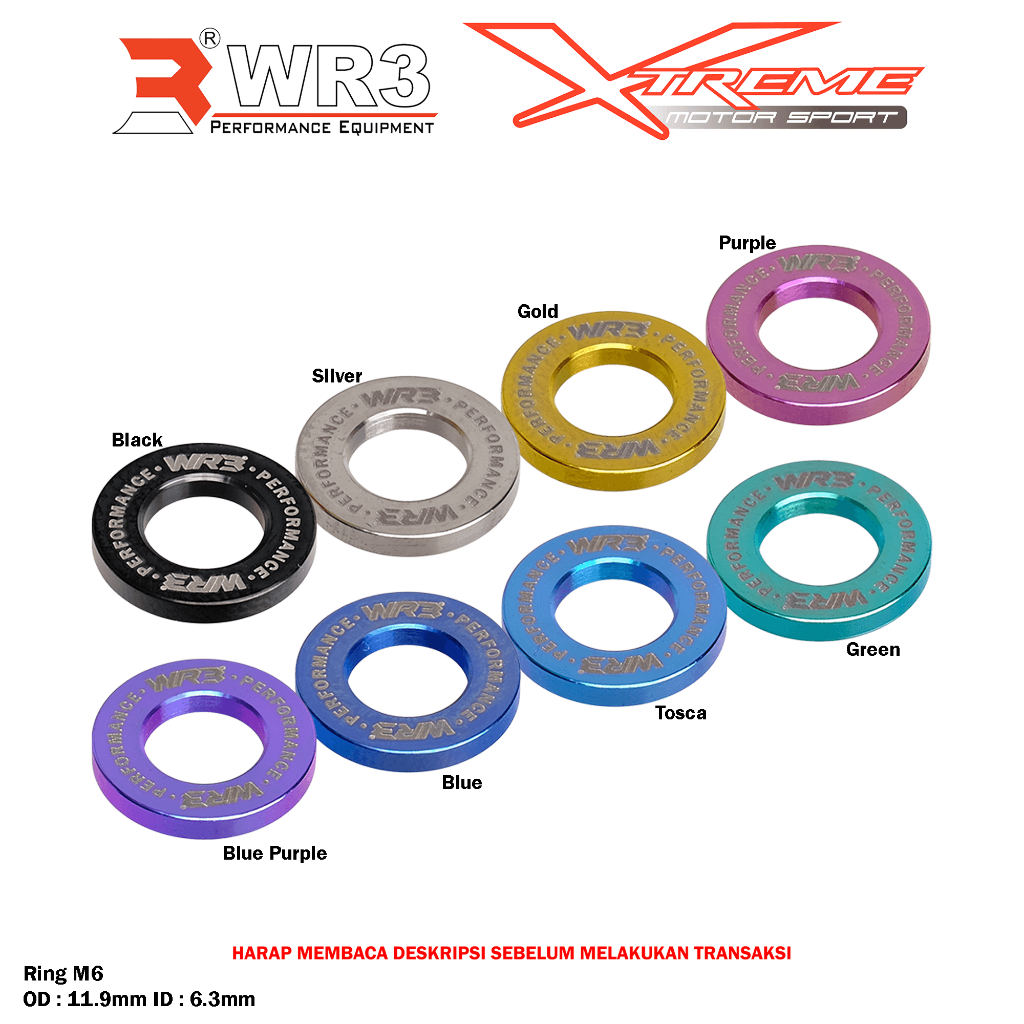 Ring Titanium WR3 M6 OD 11.9mm ID 6.3mm / M8 OD 15.8mm ID 8.4mm / M10 OD 20mm ID 10.4mm