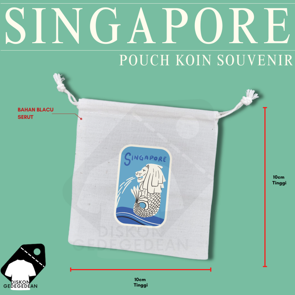 Diskongedegedean Pouch Dompet Koin Souvenir Singapore Dompet Koin Oleh Oleh Singapura Merlion Bahan 