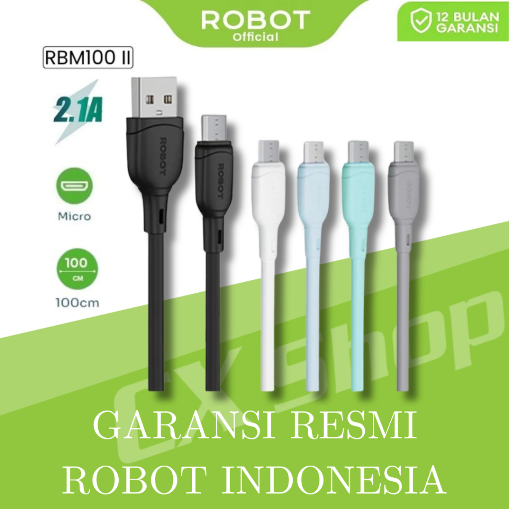 Robot RBM100 II Kabel Data Micro USB Fast Charging 2.1A HARGA SATUAN