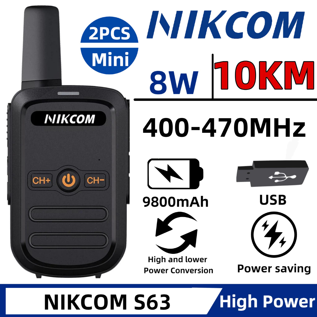 4PCS Walkie Talkie MiNi S63 HT NIKCOM Handy Talky Hotel/Event Organizer 9800mAh USB pressure chargin