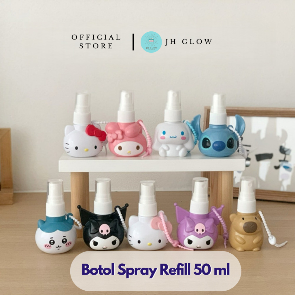 Botol Spray Mini 50 ml Gantungan Spray Bottle Serbaguna Karakter Lucu