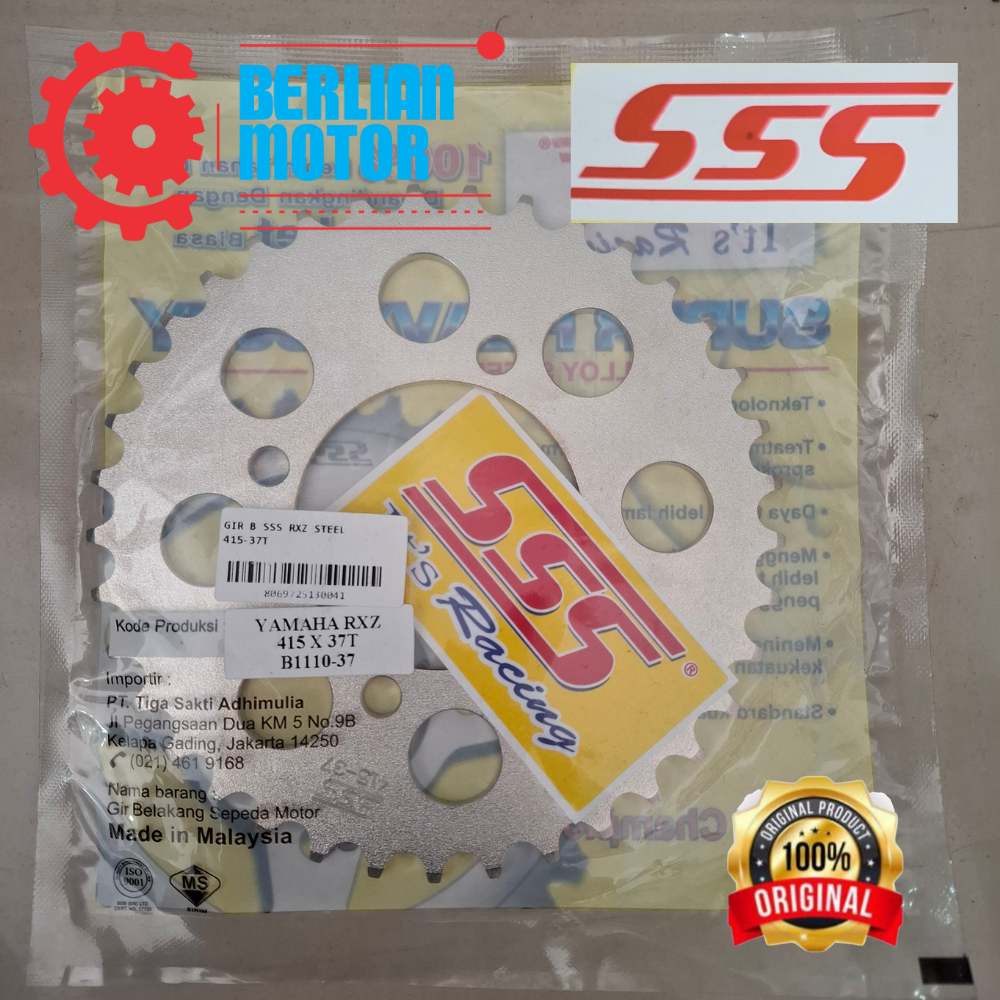 Gir Belakang SSS 415 x 37T Yamaha RXZ / RX-King - Gir SSS Steel Gold High Performance Original