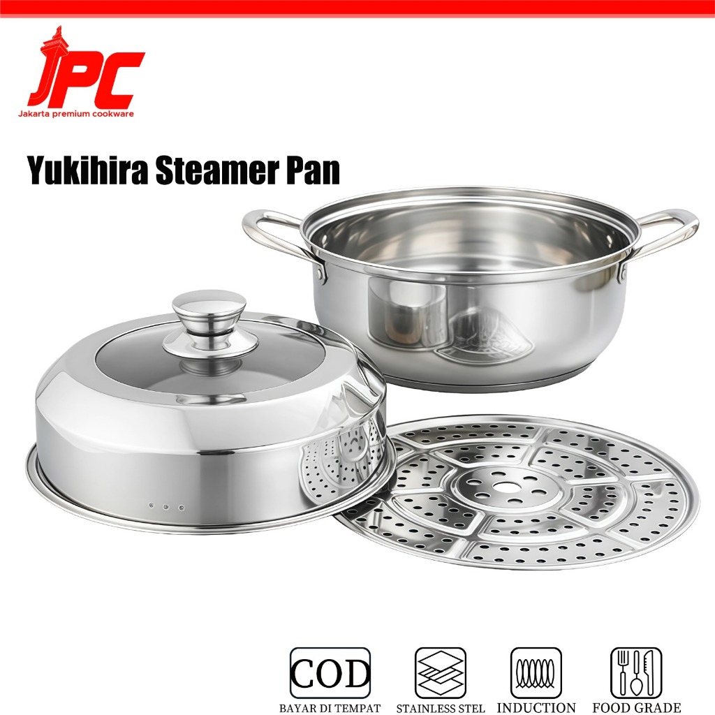 JPC 28CM Panci Kukus Stainless Tinggi 2 Susun Premium / Kukus Dandang Panci Steamer Tebal Langseng S