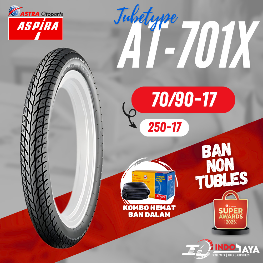 [BAYAR DI TEMPAT] BAN ASPIRA TUBETYPE AT701 250-17 ( 70/90-17 ) / AT-701 / BAN LUAR ASPIRA RING 17  