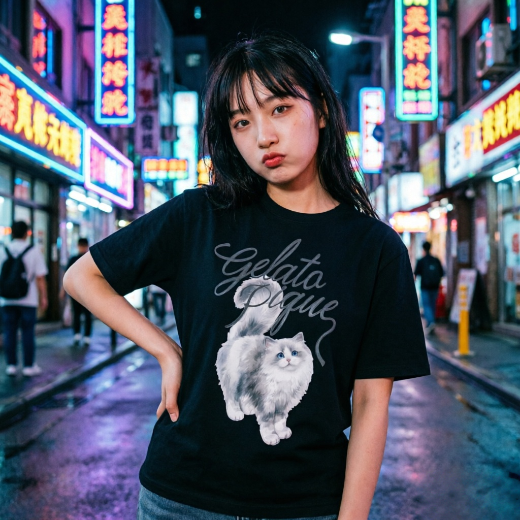 Gelato Pique Official Store Kaos Unisex Oversize T-shirt Kucing Anggora Persia Sablon Berkualitas Ba