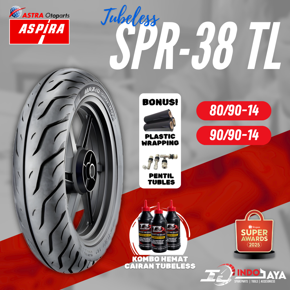 [BAYAR DI TEMPAT] BAN ASPIRA TUBELESS SPR 38 TL (80/90 - 90/90) / BAN TUBLES ASPIRA MAXIO SPR38 TL R