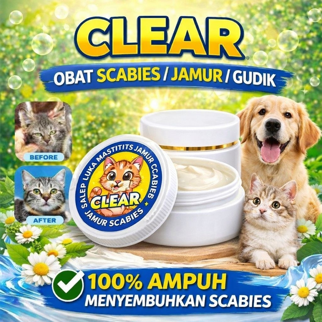CLEAR - Salep Luka Jamur Kudis Scabies Mastitis Kucing Obat Scabies Oles Obat Jamur Kucing