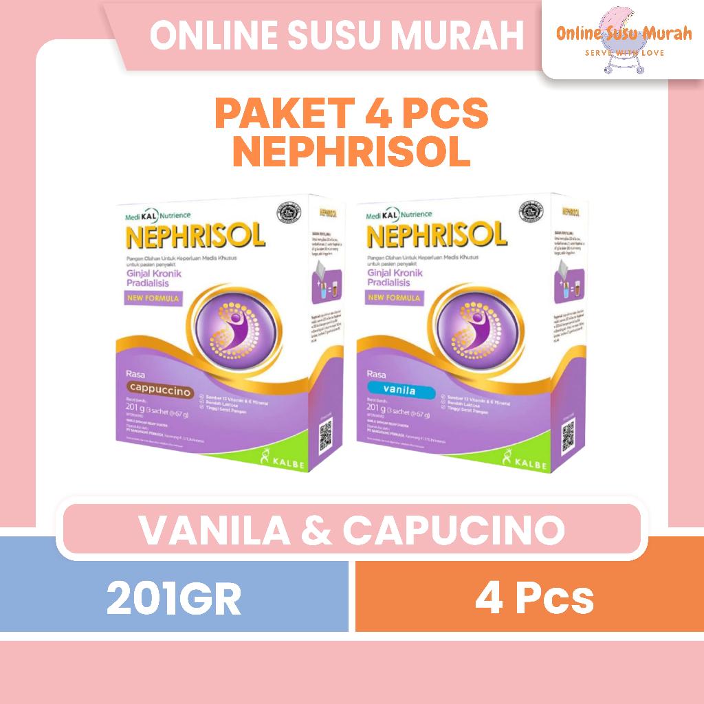 NEPHRISOL PAKET 4 KOTAK VANILA CAPPUCINO 201 GR CAPUCINO 201GR SUSU DEWASA SSKD