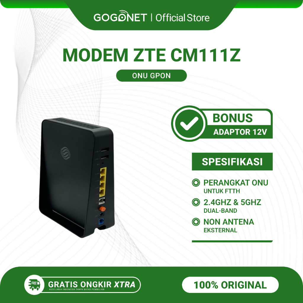 Modem ZTE CM111Z Onu Gpon Dual-Band 2.4GHz & 5GHz Bekas Original Bonus Adaptor