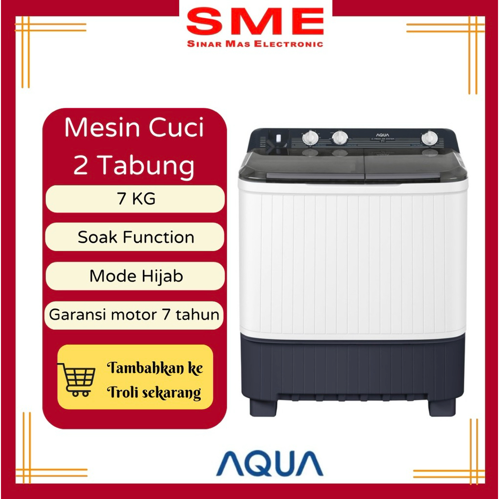 Mesin Cuci 2 Tabung AQUA 7 KG - HITAM