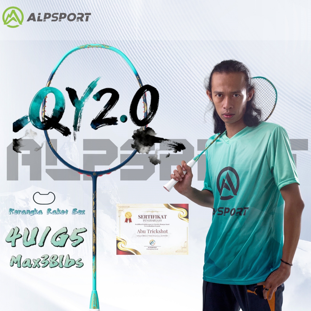 ALPSPORT New QY2.0 Pola Naga Emas Raket BuluTangkis Asli 4U Max 38LBS Golden Dragon Pattern Strung B