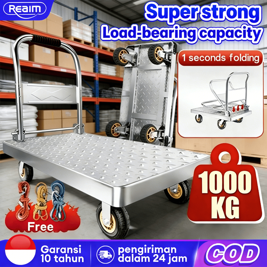 Troli Barang Lipat Handtruck Besi 1000KG Troli Lipat Trolley Hand Truck Model Troli Barang Baja Kuat