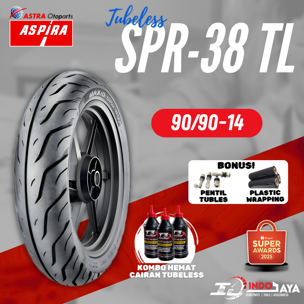 [BAYAR DI TEMPAT] BAN ASPIRA TUBELESS SPR 38 TL (90/90-14) / BAN TUBLES ASPIRA MAXIO SPR38 TL RING 1