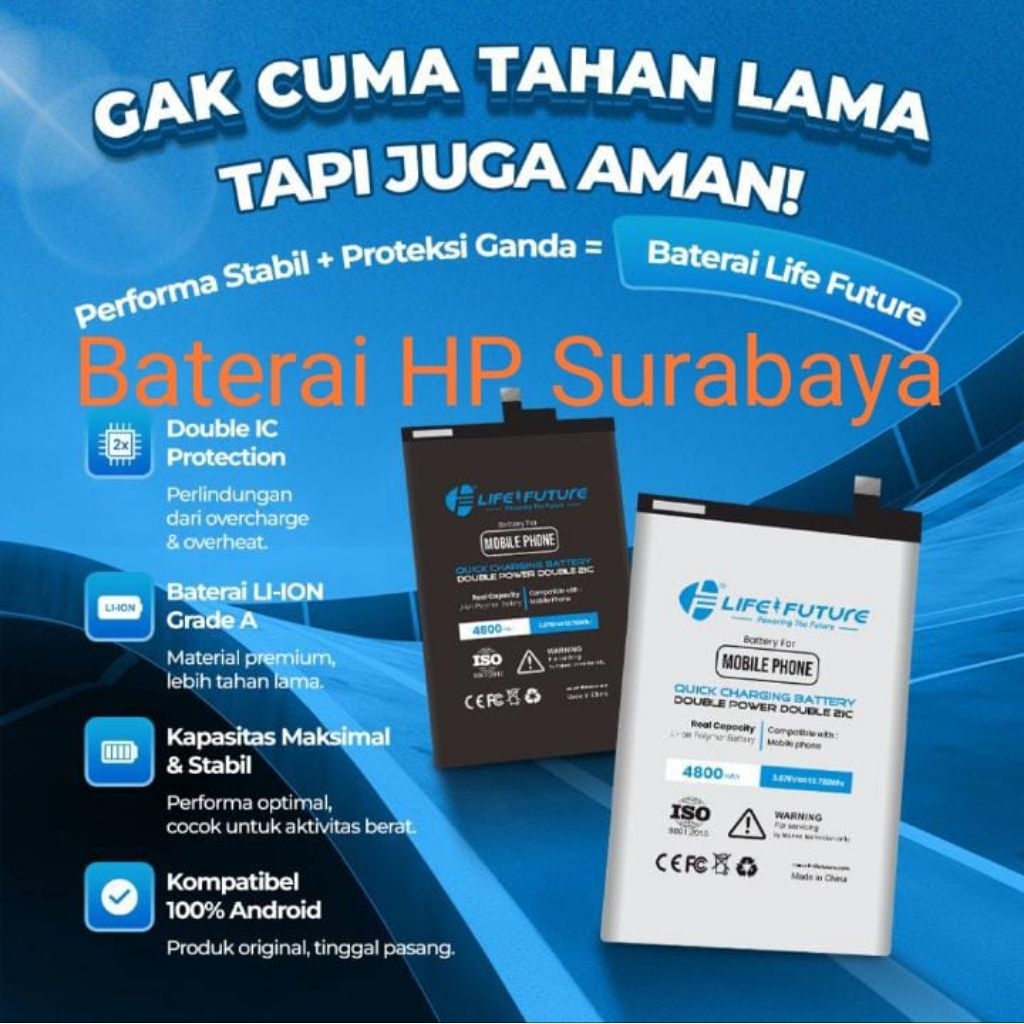 baterai life future oppo A15/BLP817 double power