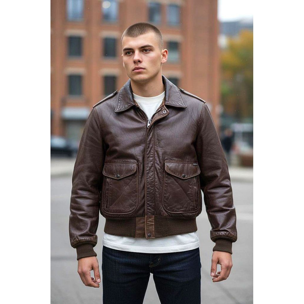 Vtg 70s Schott IS674MS Distressed Brown Leather Bomber Jacket X Jaket Kulit Pilot Avirex G1 Buzz Ric