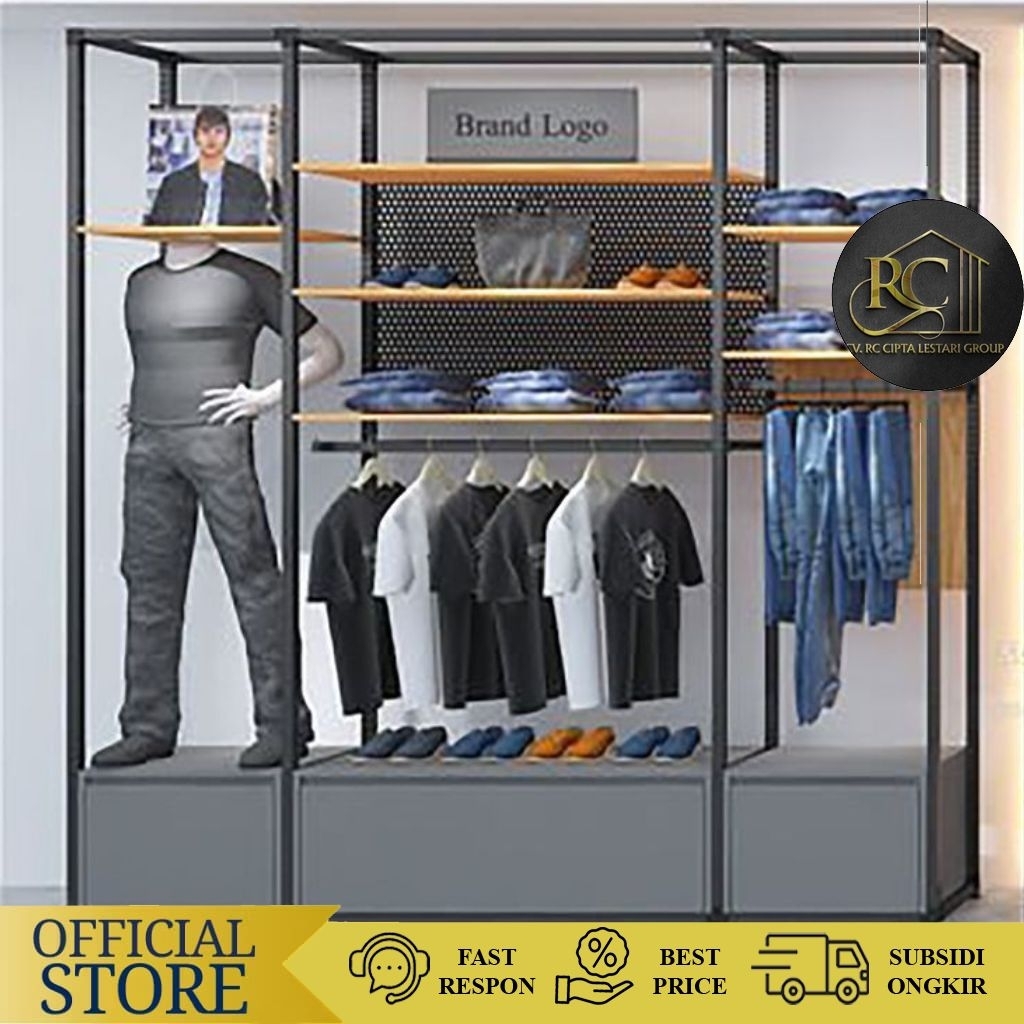 Rak Display Baju Toko Baju Distro Mall Rak Industrial