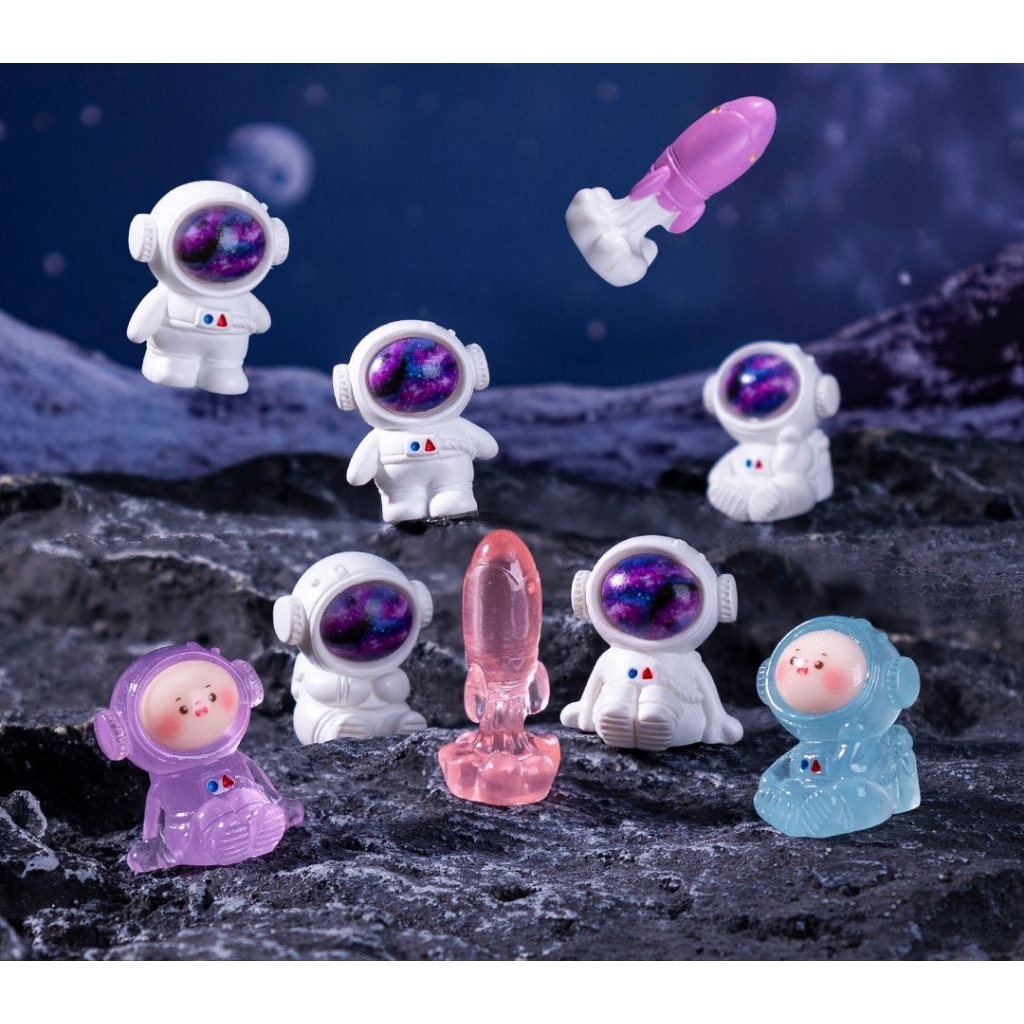 Figure SET Astronot Luar Angkasa Dekorasi/Gantungan Kunci/Topper Cake