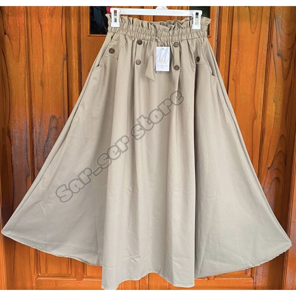Rok Payung Panjang Katun Toyobo Premium Rok Kerja Motif Polos Rok Wanita Murah