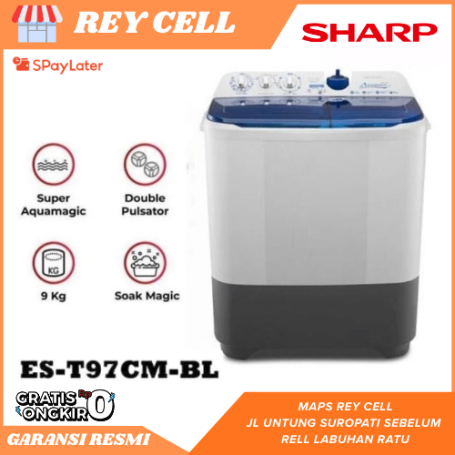 mesin cuci Sharp super aqua magic 97CM ( 9,7kg ) seri terbaru garansi resmi