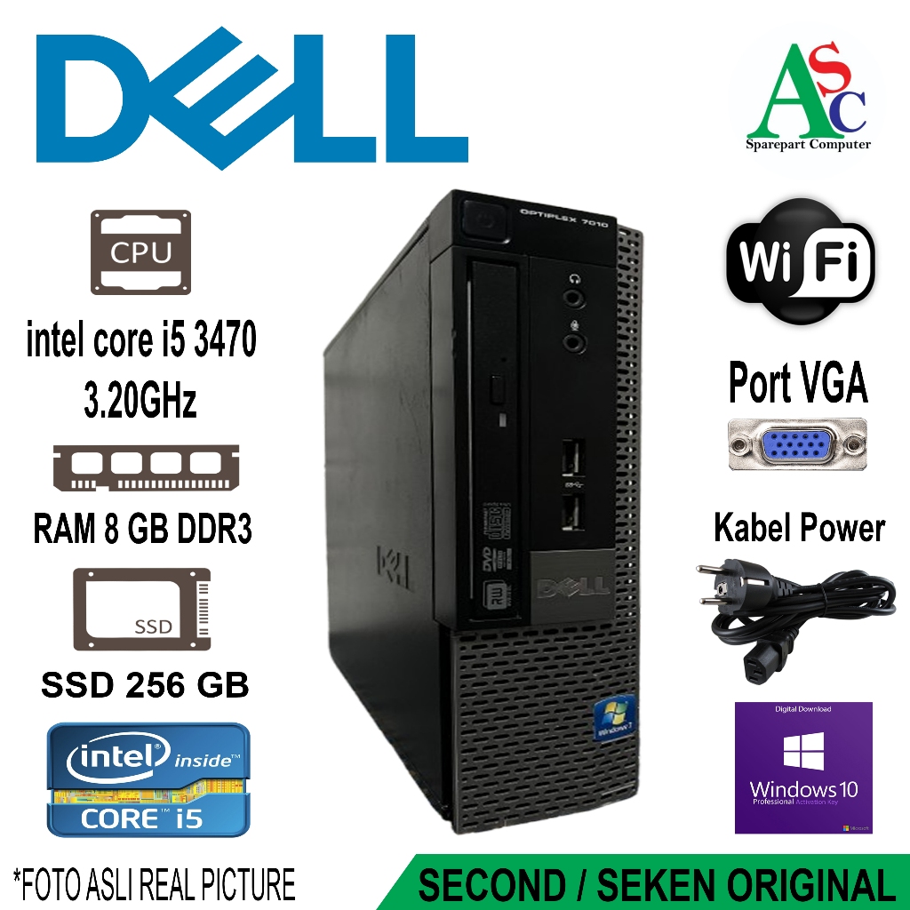 CPU Dell Slim Core I5 Gen 3 Ram 8GB SSD 256GB