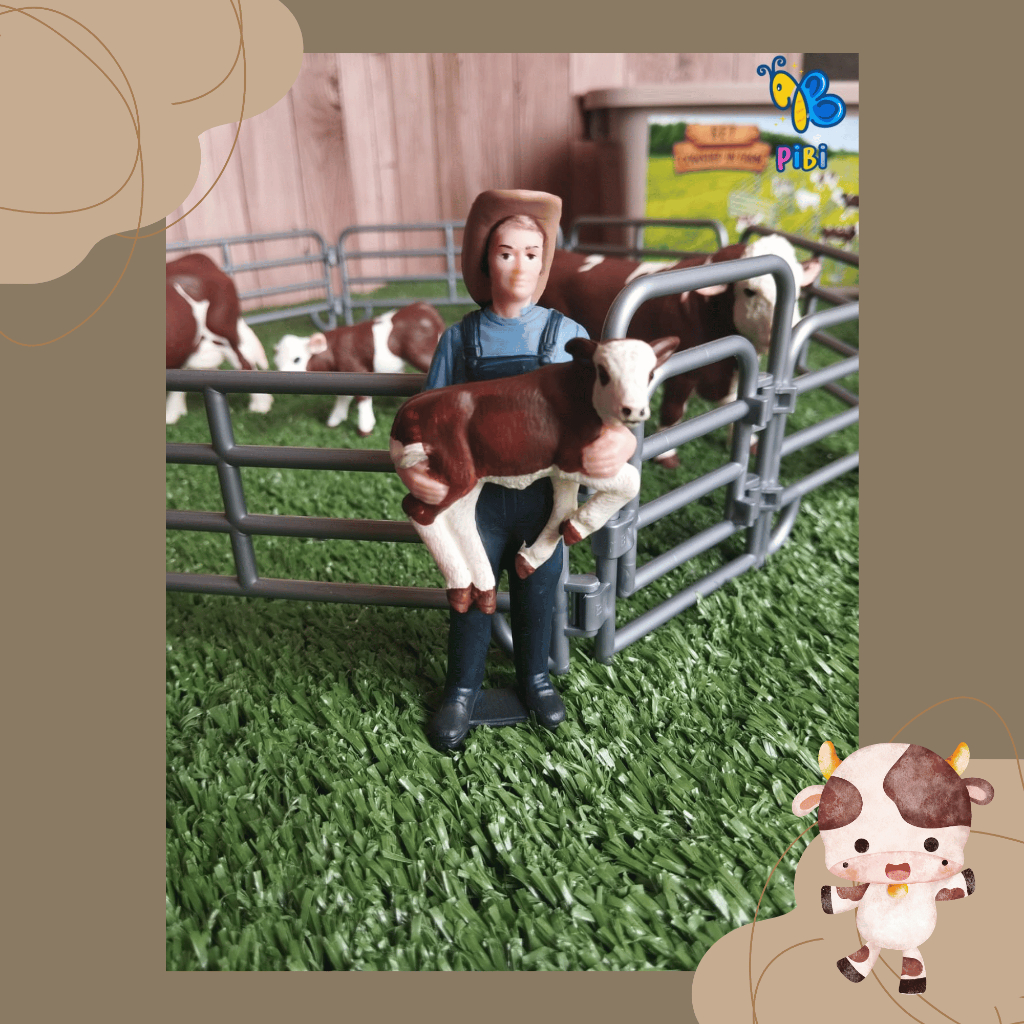PIBI - Cowshed Set Toys / Mainan Kandang Sapi /Farm Animal / Mainan Edukasi