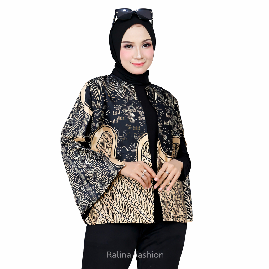 Outer Batik Wanita Modern Premium | Blouse Batik Cape Kekinian | Atasan Batik Hijab Friendly All Siz