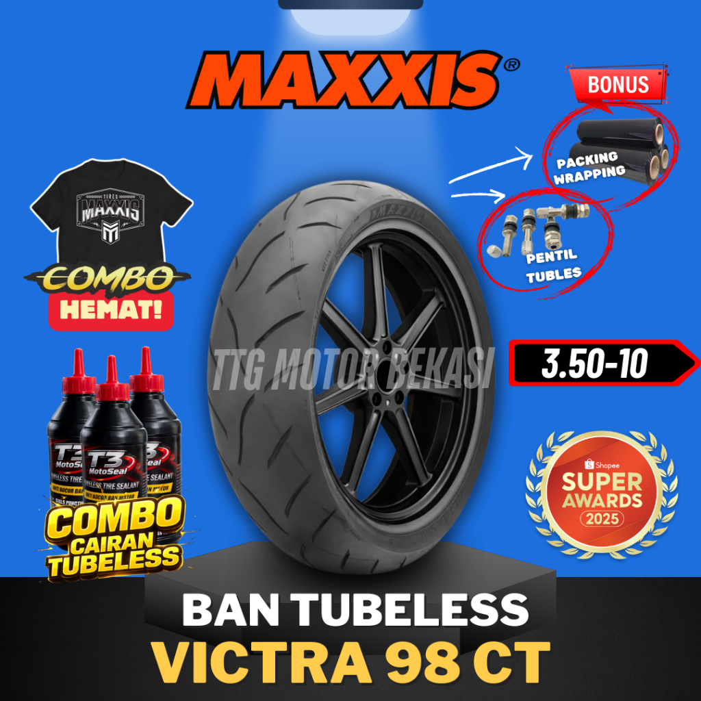 [READY COD] BAN MAXXIS RING 10 VICTRA 98 CT TUBELESS 3.50-10 VESPA CLASIC / BAN MOTOR VESPA CLASIC M