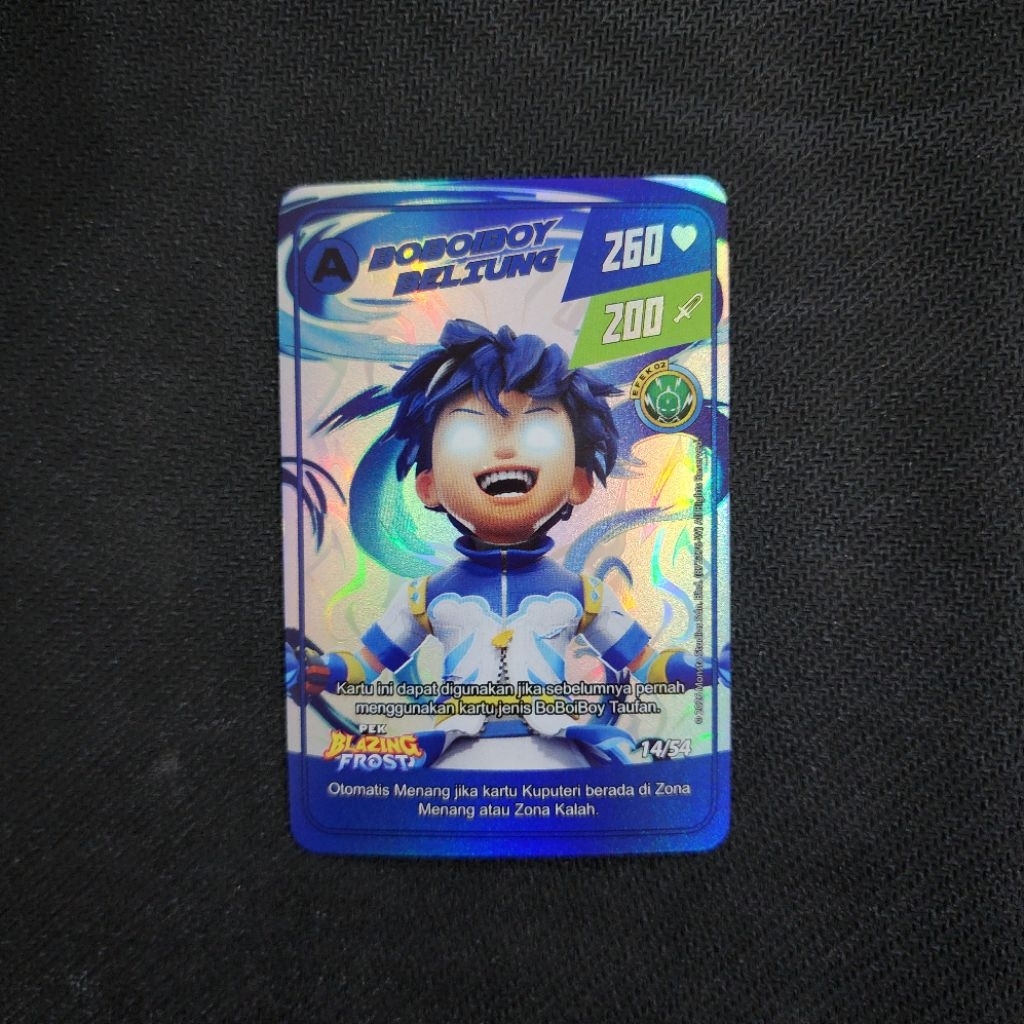 Kartu Boboiboy Monsta Galaxy Card - Boboiboy Beliung 14/54 (A Rank Silver Card) Pek Blazing Frost