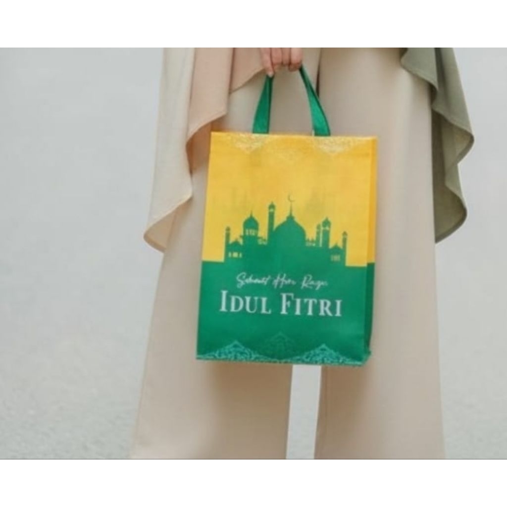 Tas Souvenir Spunbond laminasi Idul Fitri 30x40cm Model Stabilo Fuji