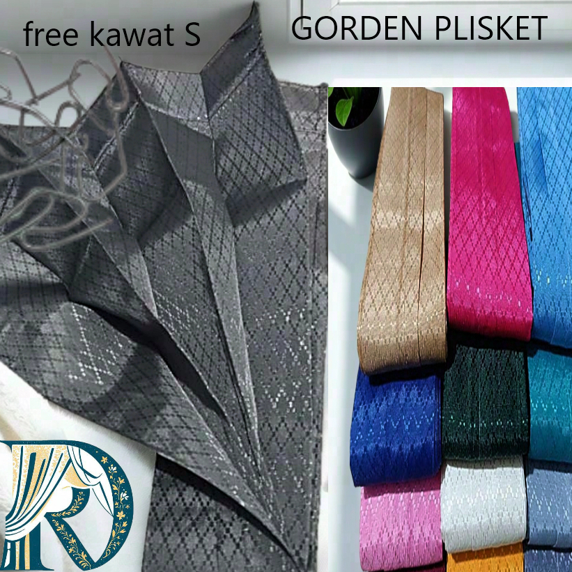 Gorden Plisket Sido Polos Abu Tua 100x150cm - Model Serelek, Bahan Lokal Satin Wajik, Desain Elegan