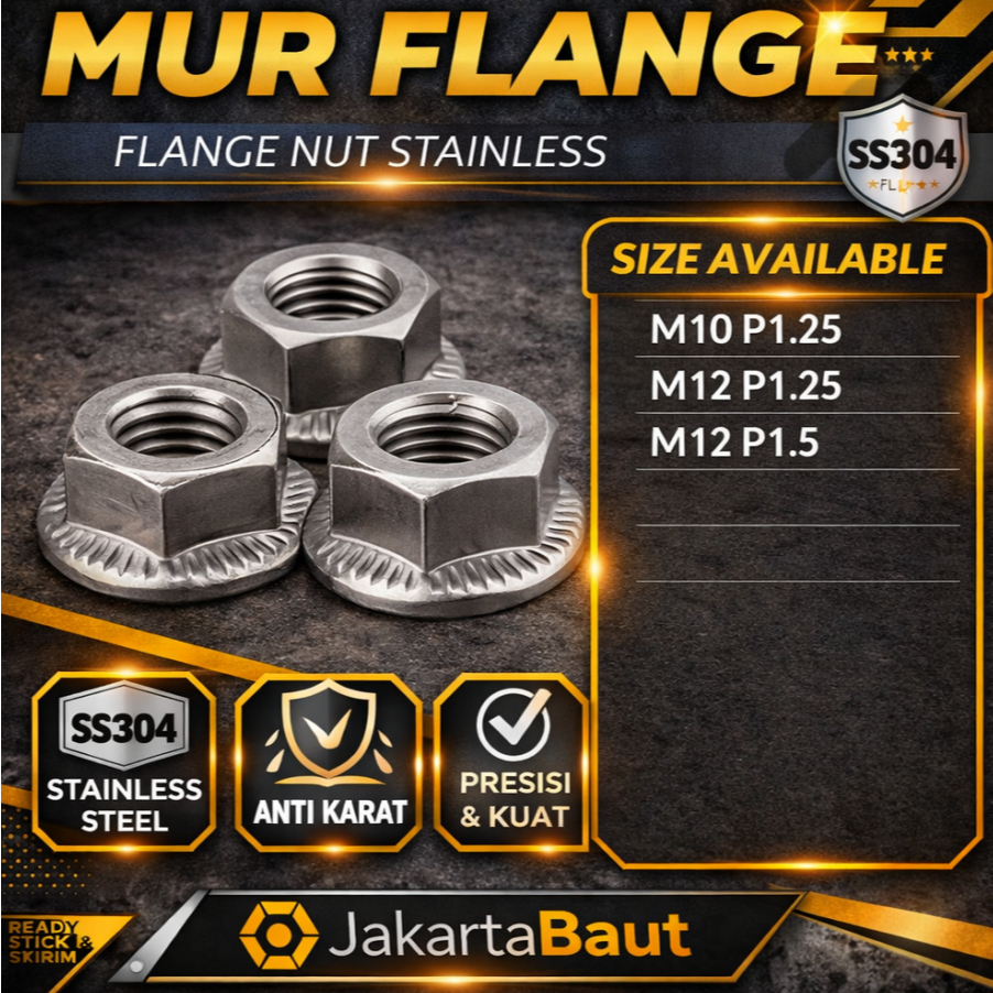 Mur Flange M10 Halus P 1.25 / Flange Nut M10 Halus -1.25 Stainless SS304