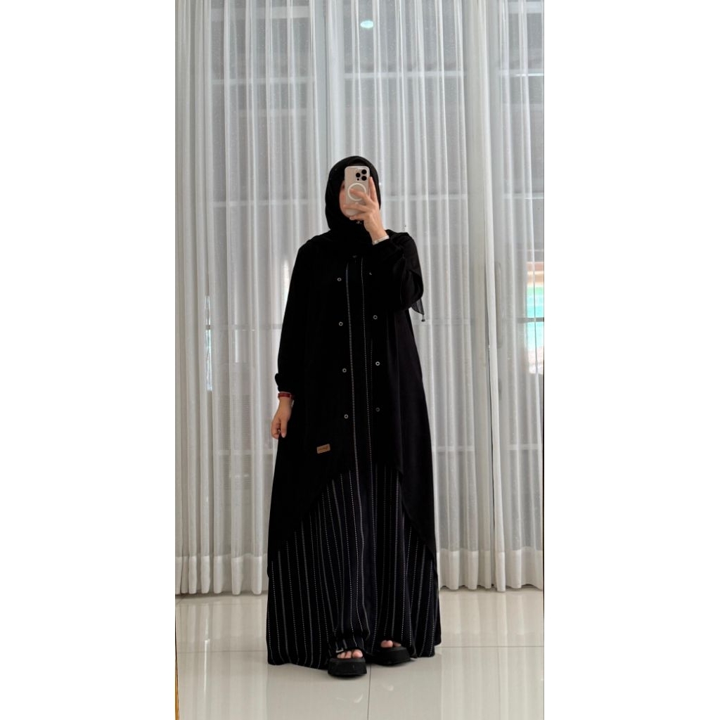 GAMIS ORIGINAL NADHEEFA ROMPI HITAM TERBARU (READY)