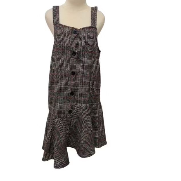 Dress Midi Overall Kotak Tartan Murah