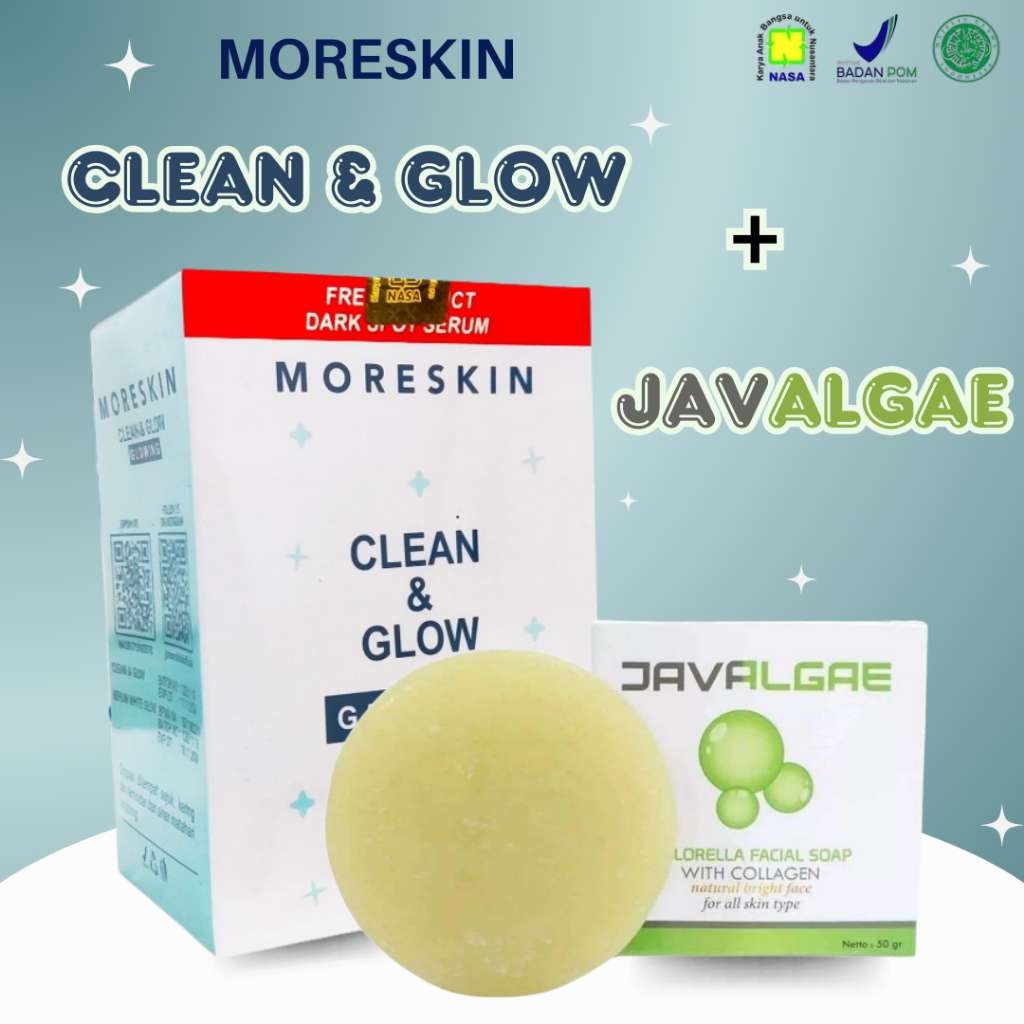 Paket Glowing Untuk Kulit Berminyak - Moreskin Clean & Glow + JAVALGAE - Paket Glowing Original Nasa