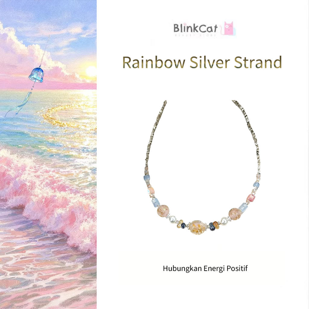 BlinkCat - Gelang Crystal Rainbow Silver Strand Trendy Accessories Gift