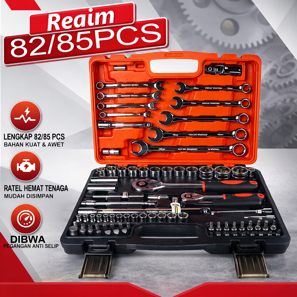 REAIM Kunci Set Lengkap 82 PCS Tool Kunci Set Lengkap Fullset