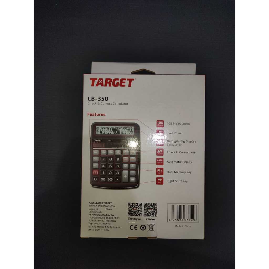 KALKULATOR TARGET LB 350 16 DIGIT  + BATERAI AA