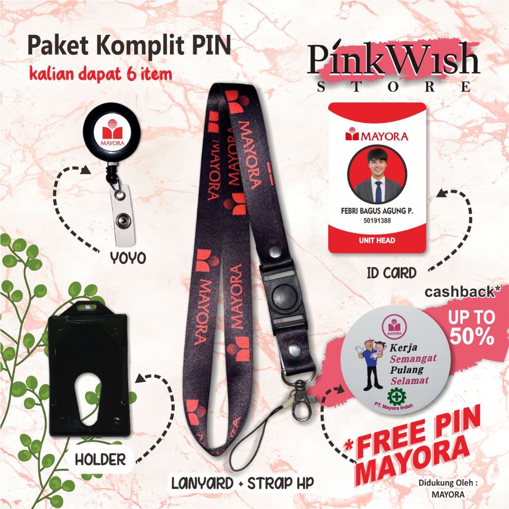 Lanyard MAYORA HITAM/ Tali idcard MAYORA HITAM [Ready stock] Termurah