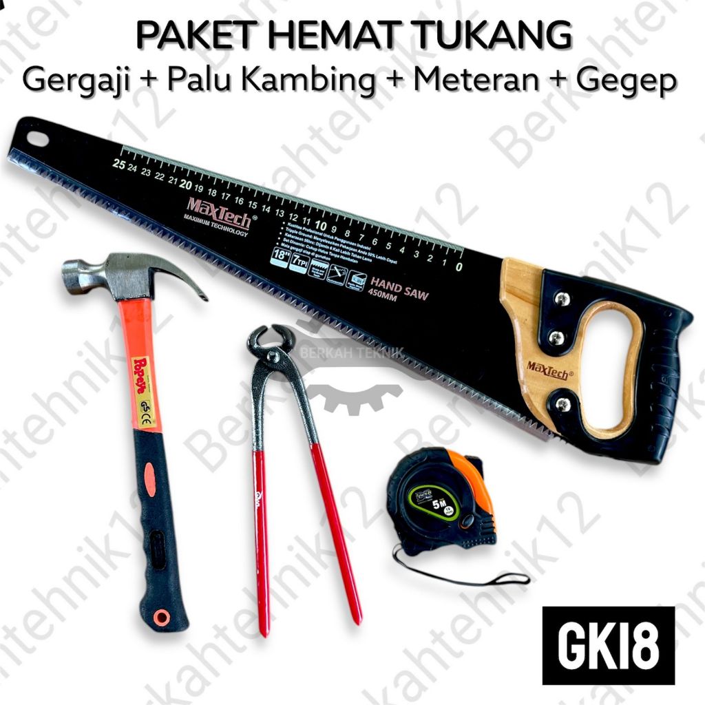 Gergaji Kayu Baja Asli 18 inch Gagang Fiber Viper Siap Pakai Super Tajam / Palu kambing Besi Gerigi 