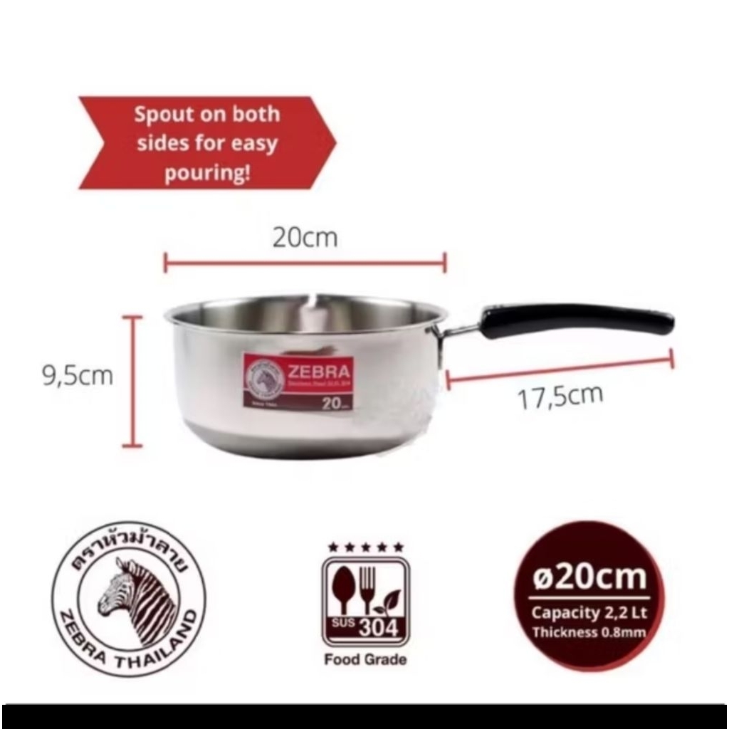 ZEBRA 166306 Stainless steel Panci Saucepan 20cm