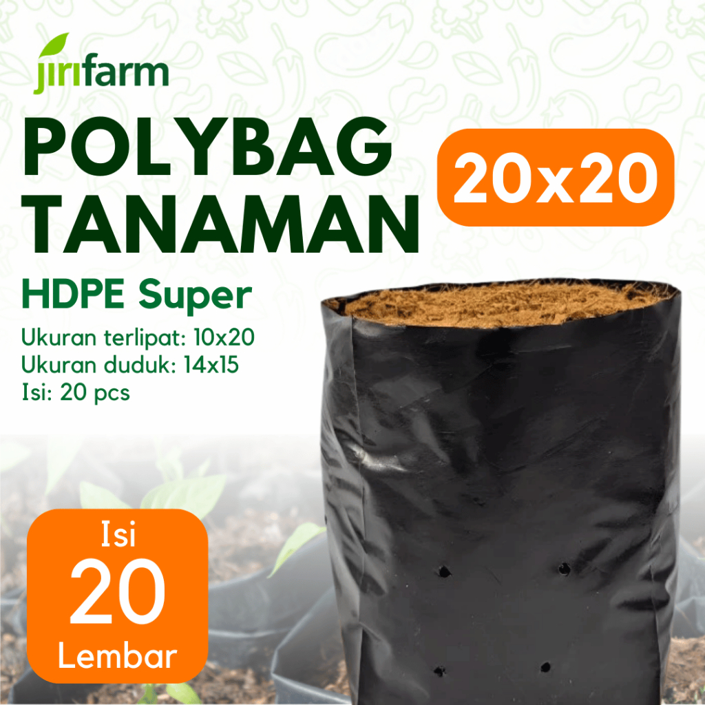 JIRIFARM - Polybag Tanaman 20x20 Tebal Awet Plastik Polibag 20 x 20 Pot Sedang Sayur Buah 20pcs